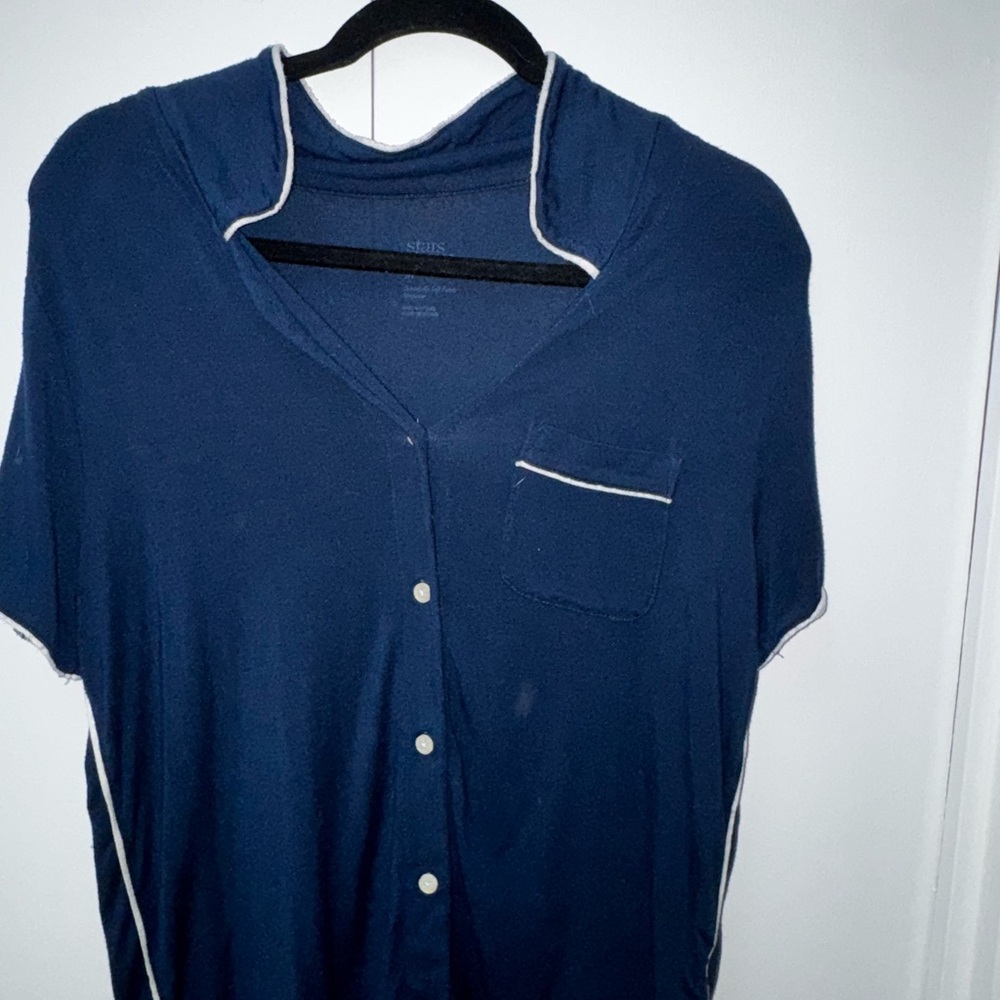 Blue Button-Up PJ Set